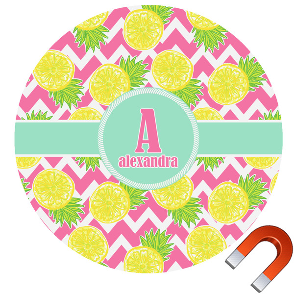 Custom Pineapples Round Car Magnet - 6" (Personalized)