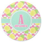 Pineapples Round Rubber Backed Coaster (Personalized)