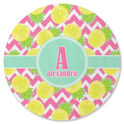 Pineapples Round Rubber Backed Coaster (Personalized)