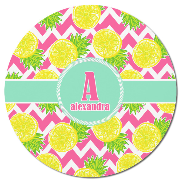 Pineapples Round Fridge Magnet - FRONT