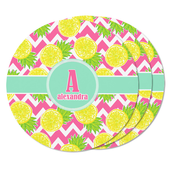 Pineapples Round Fridge Magnet - THREE