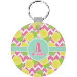 Pineapples Round Plastic Keychain (Personalized)
