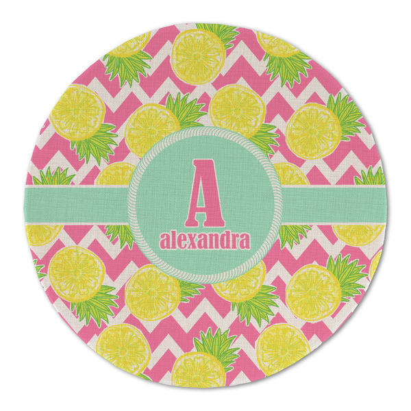 Pineapples Round Linen Placemats - FRONT (Double Sided)
