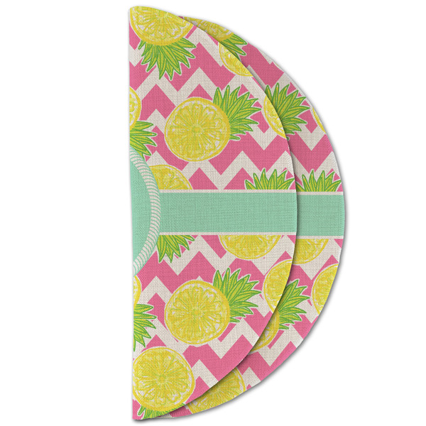 Pineapples Round Linen Placemats - HALF FOLDED (double sided)