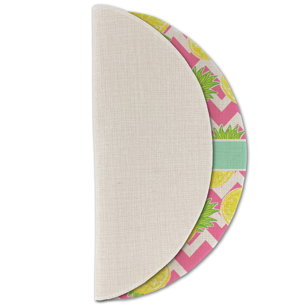 Pineapples Round Linen Placemats - HALF FOLDED (single sided)