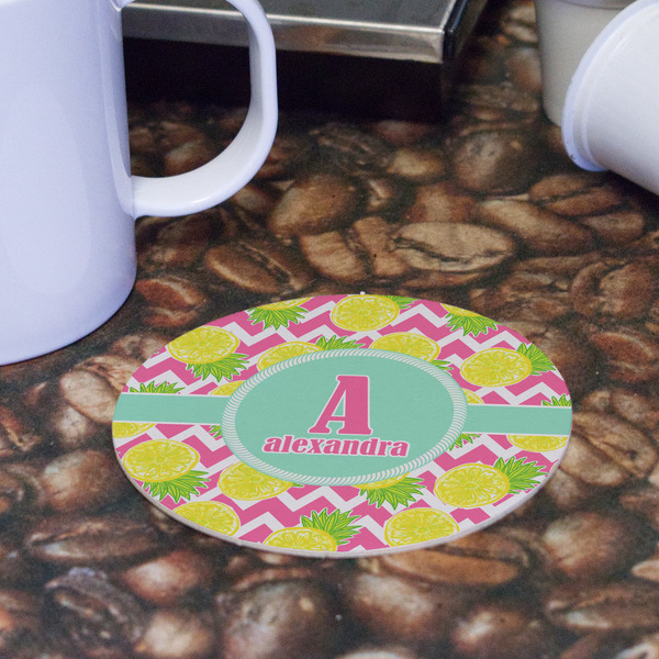 Pineapples Round Paper Coaster - Front