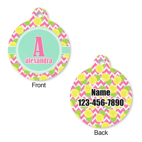 Pineapples Round Pet ID Tag - Large - Approval