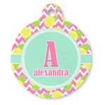 Pineapples Round Pet ID Tag - Large (Personalized)