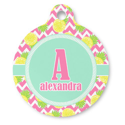 Pineapples Round Pet ID Tag (Personalized)