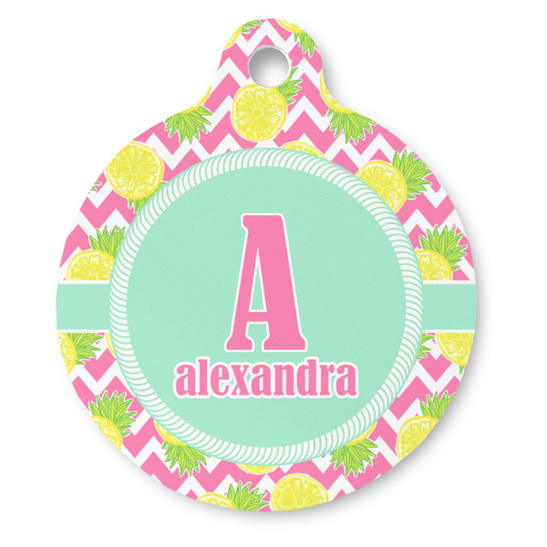 Custom Pineapples Round Pet ID Tag - Large (Personalized)