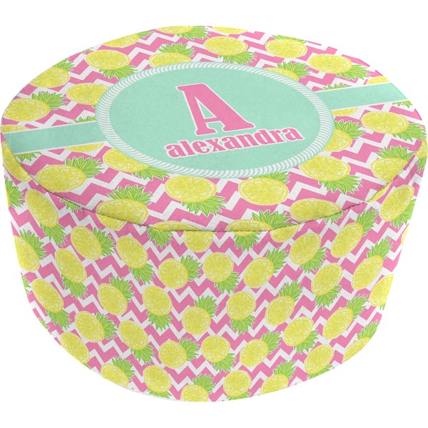 Custom Pineapples Round Pouf Ottoman (Personalized)