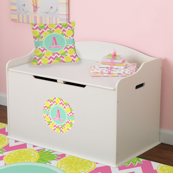 Pineapples Round Wall Decal on Toy Chest