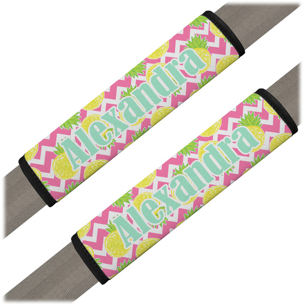 Custom Pineapples Seat Belt Covers (Set of 2) (Personalized)
