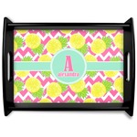 Pineapples Black Wooden Tray - Large (Personalized)
