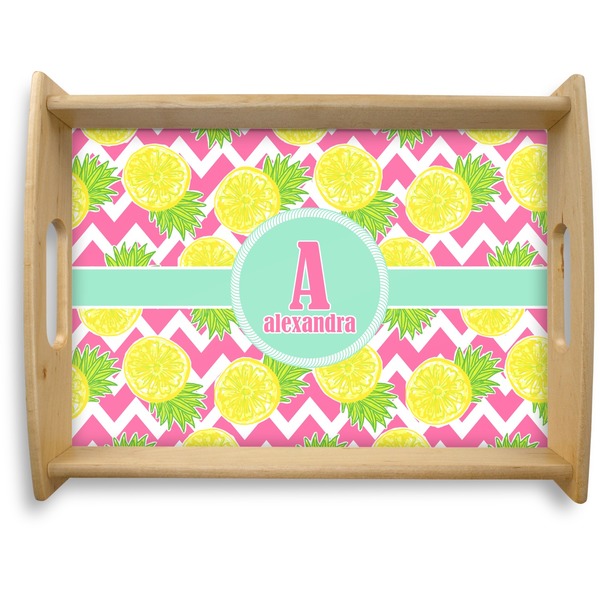 Custom Pineapples Natural Wooden Tray - Large (Personalized)