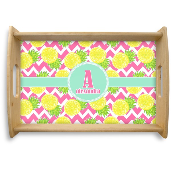 Custom Pineapples Natural Wooden Tray - Small (Personalized)