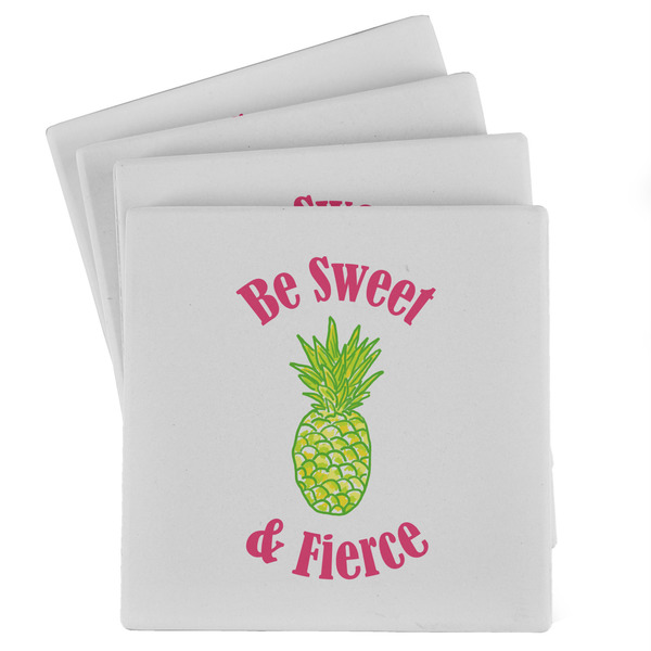 Custom Pineapples Absorbent Stone Coasters - Set of 4 (Personalized)
