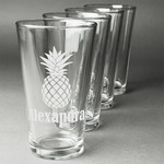 Pineapples Pint Glasses - Engraved (Set of 4) (Personalized)