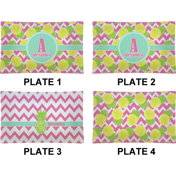 Pineapples Set of Rectangular Dinner Plates (Approval)