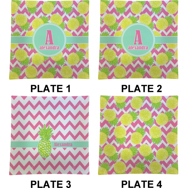 Pineapples Set of Square Dinner Plates (Approval)
