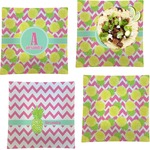 Pineapples Set of 4 Glass Square Lunch / Dinner Plate 9.5" (Personalized)