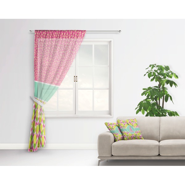 Pineapples Sheer Curtain With Window and Rod - in Room Matching Pillow