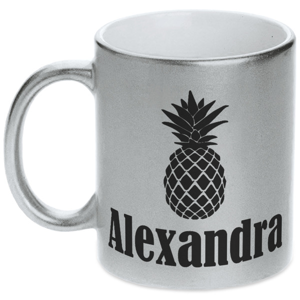 Custom Pineapples Metallic Silver Mug (Personalized)