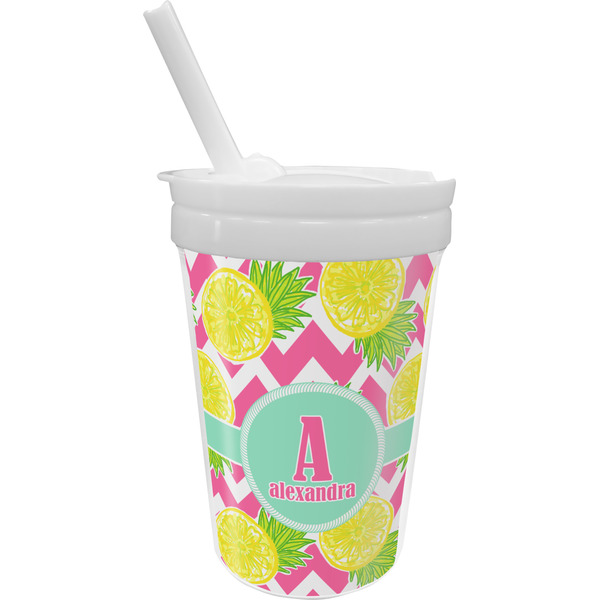 Custom Pineapples Sippy Cup with Straw (Personalized)