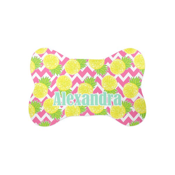 Custom Pineapples Bone Shaped Dog Food Mat (Small) (Personalized)