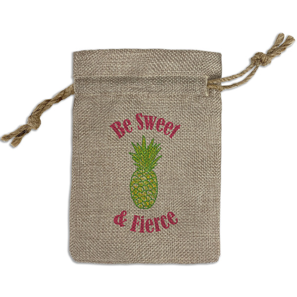 Pineapples Small Burlap Gift Bag - Front