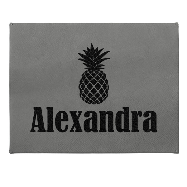 Pineapples Small Engraved Gift Box with Leather Lid - Approval