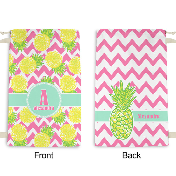 Pineapples Small Laundry Bag - Front & Back View