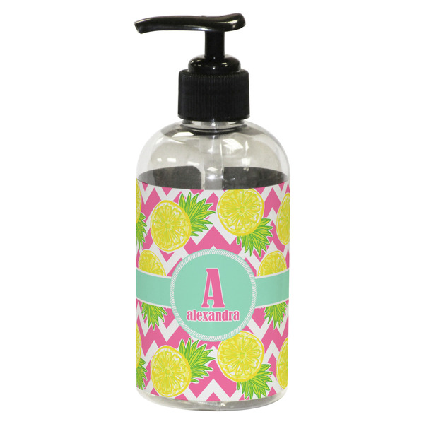 Custom Pineapples Plastic Soap / Lotion Dispenser (8 oz - Small - Black) (Personalized)