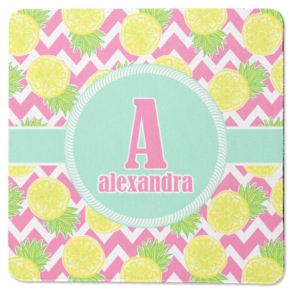 Custom Pineapples Square Rubber Backed Coaster (Personalized)