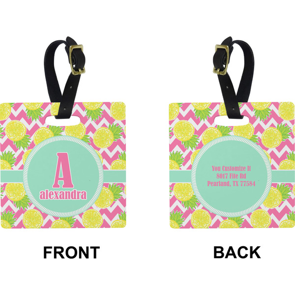 Pineapples Square Luggage Tag (Front + Back)