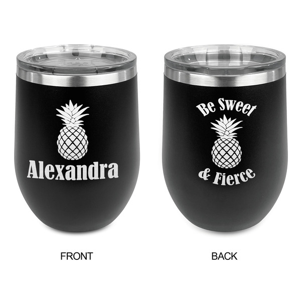 Pineapples Stainless Wine Tumblers - Black - Double Sided - Approval