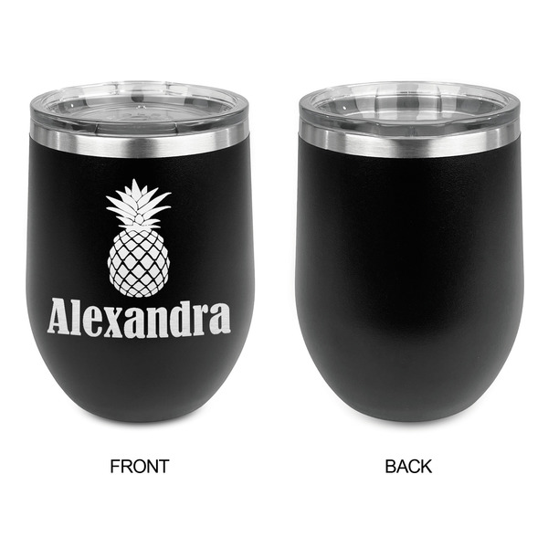 Pineapples Stainless Wine Tumblers - Black - Single Sided - Approval