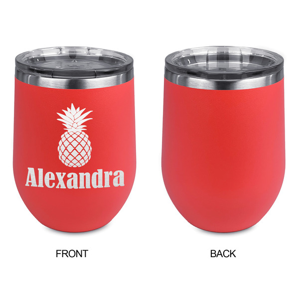 Pineapples Stainless Wine Tumblers - Coral - Single Sided - Approval