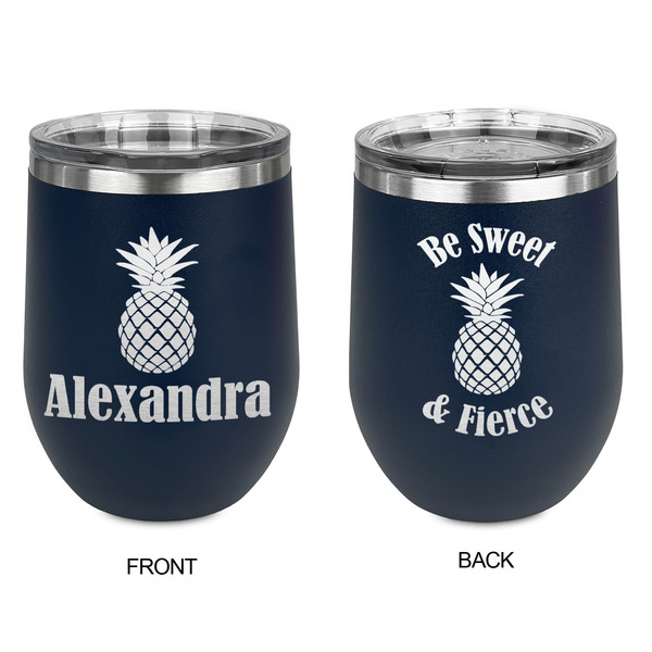 Pineapples Stainless Wine Tumblers - Navy - Double Sided - Approval