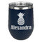 Pineapples Stemless Stainless Steel Wine Tumbler - Navy - Double Sided (Personalized)