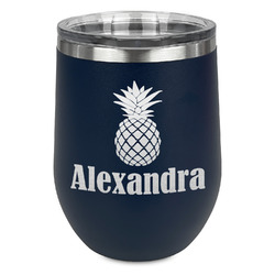 Pineapples Stemless Wine Tumbler - 5 Color Choices - Stainless Steel  (Personalized)