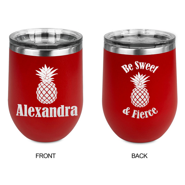 Pineapples Stainless Wine Tumblers - Red - Double Sided - Approval