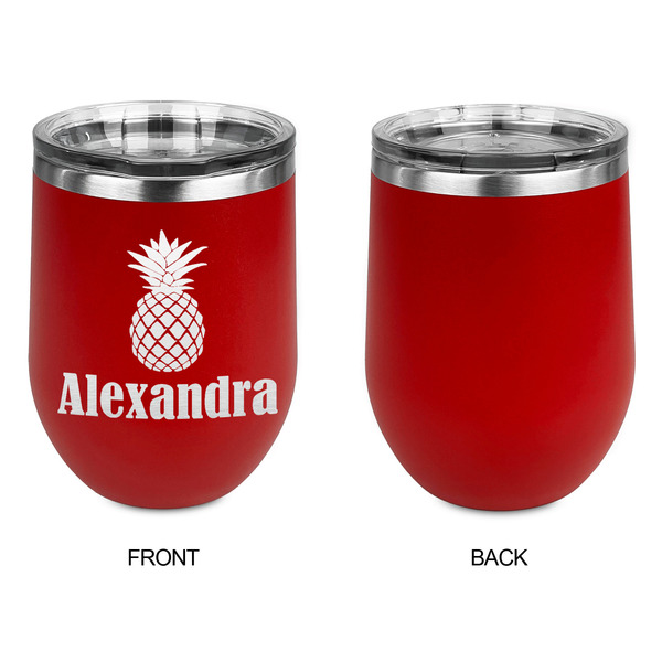 Pineapples Stainless Wine Tumblers - Red - Single Sided - Approval