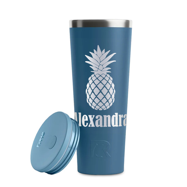 Pineapples Steel Blue RTIC Everyday Tumbler - 28 oz. - Lid Off