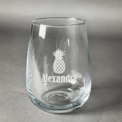 Pineapples Stemless Wine Glass (Single) (Personalized)