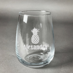 Pineapples Stemless Wine Glass - Engraved (Personalized)