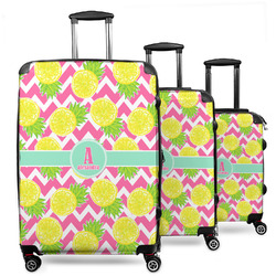 Pineapples 3 Piece Luggage Set - 20" Carry On, 24" Medium Checked, 28" Large Checked (Personalized)