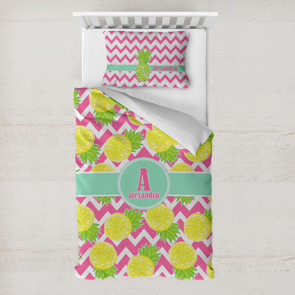 Custom Pineapples Toddler Bedding w/ Name and Initial