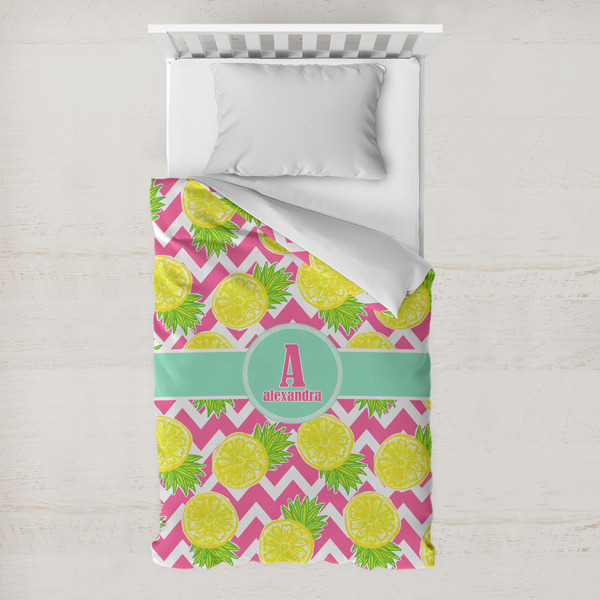 Custom Pineapples Toddler Duvet Cover w/ Name and Initial