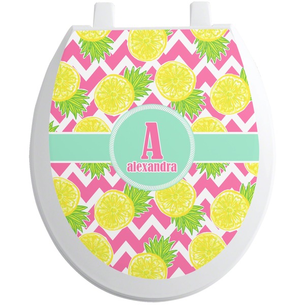 Custom Pineapples Toilet Seat Decal - Round (Personalized)
